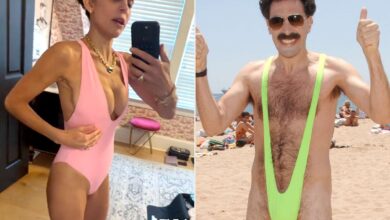 Photo of Bethenny Frankel Rocks a Plunging One-Piece Swimsuit, Channels Her Inner Borat
