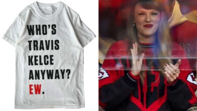 Photo of Taylor Swift Rocks ‘Who’s Travis Kelce Anyway?’ T-Shirt: Check Out the Photo!